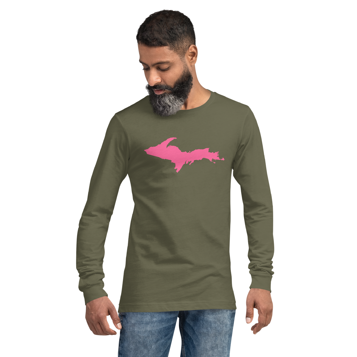 Michigan Upper Peninsula T-Shirt (w/ Pink UP Outline) | Unisex Long Sleeve