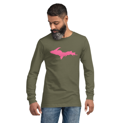 Michigan Upper Peninsula T-Shirt (w/ Pink UP Outline) | Unisex Long Sleeve