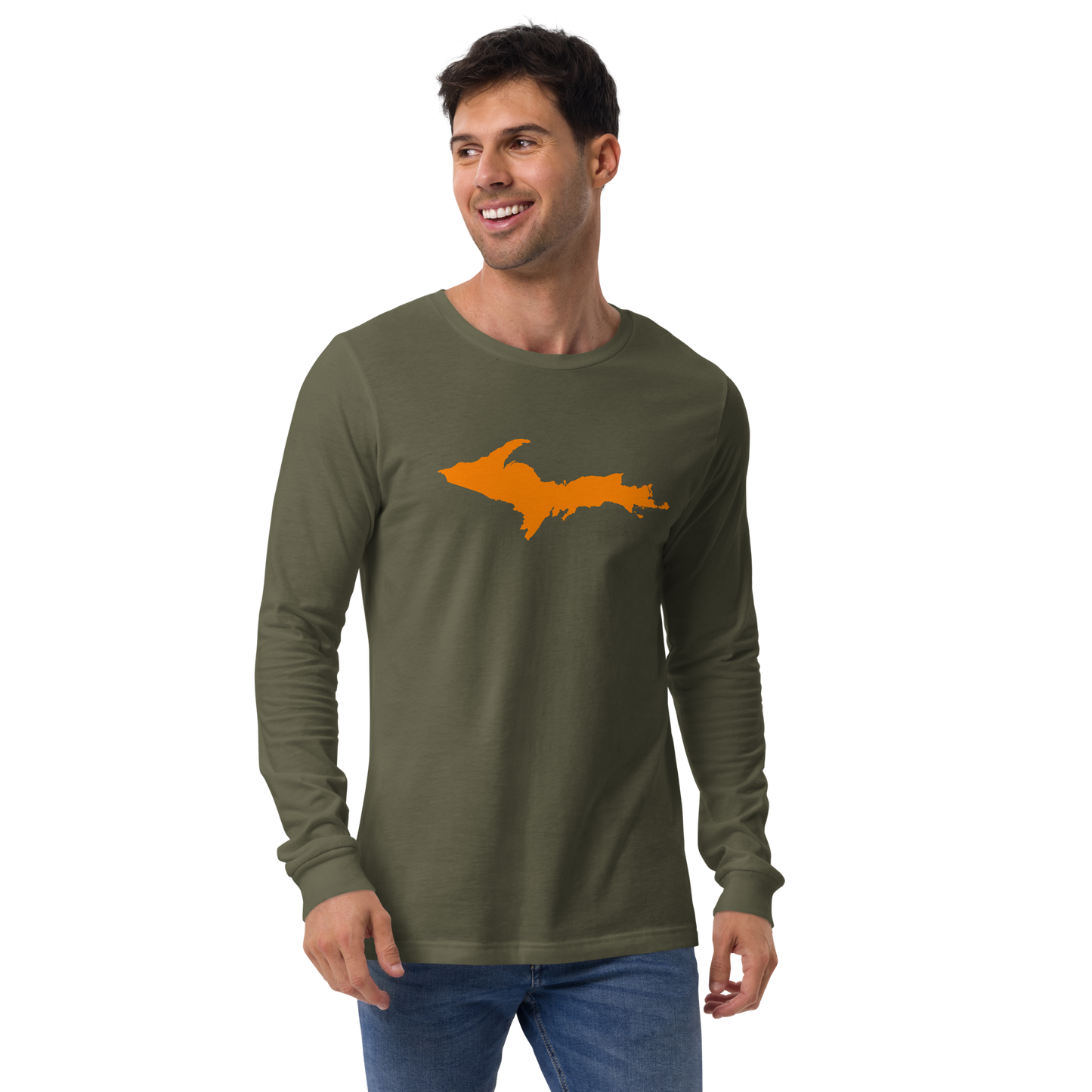 Michigan Upper Peninsula T-Shirt (w/ Orange UP Outline) | Unisex Long Sleeve