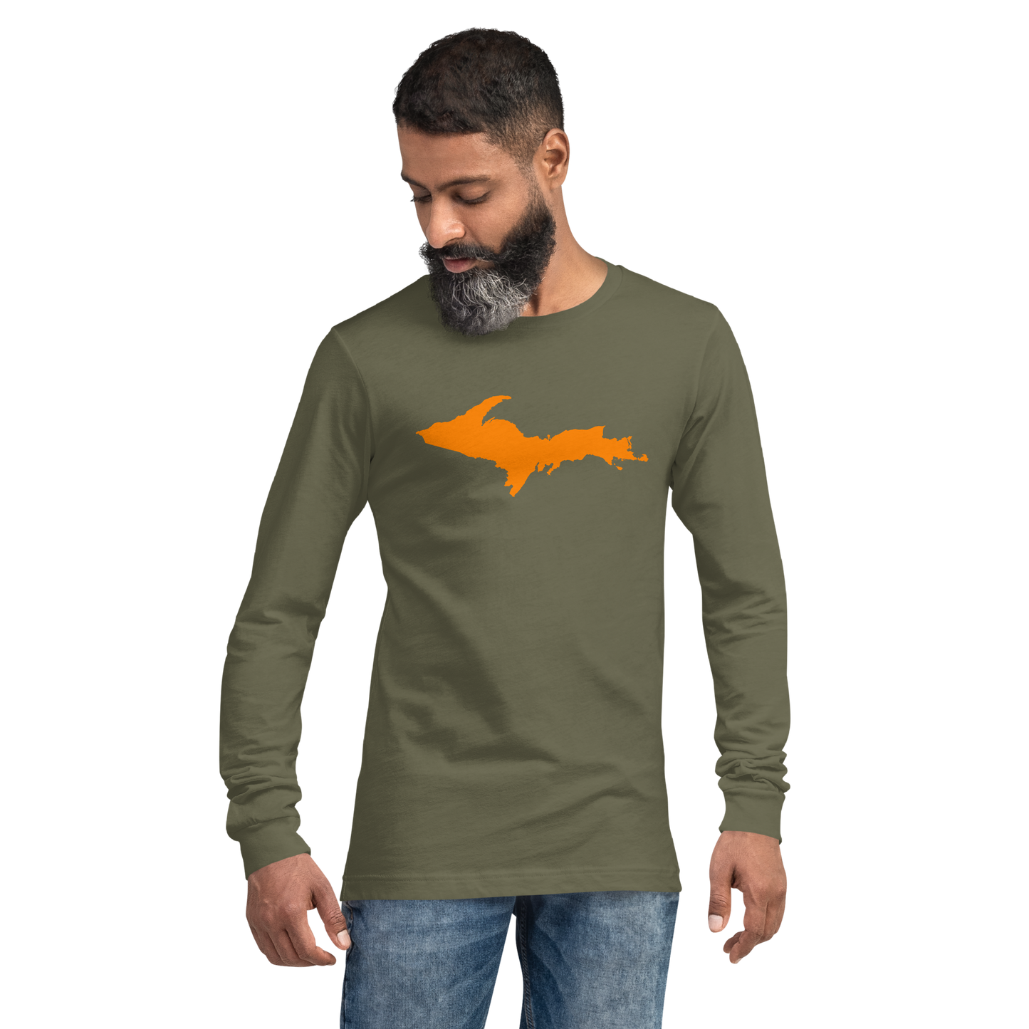 Michigan Upper Peninsula T-Shirt (w/ Orange UP Outline) | Unisex Long Sleeve