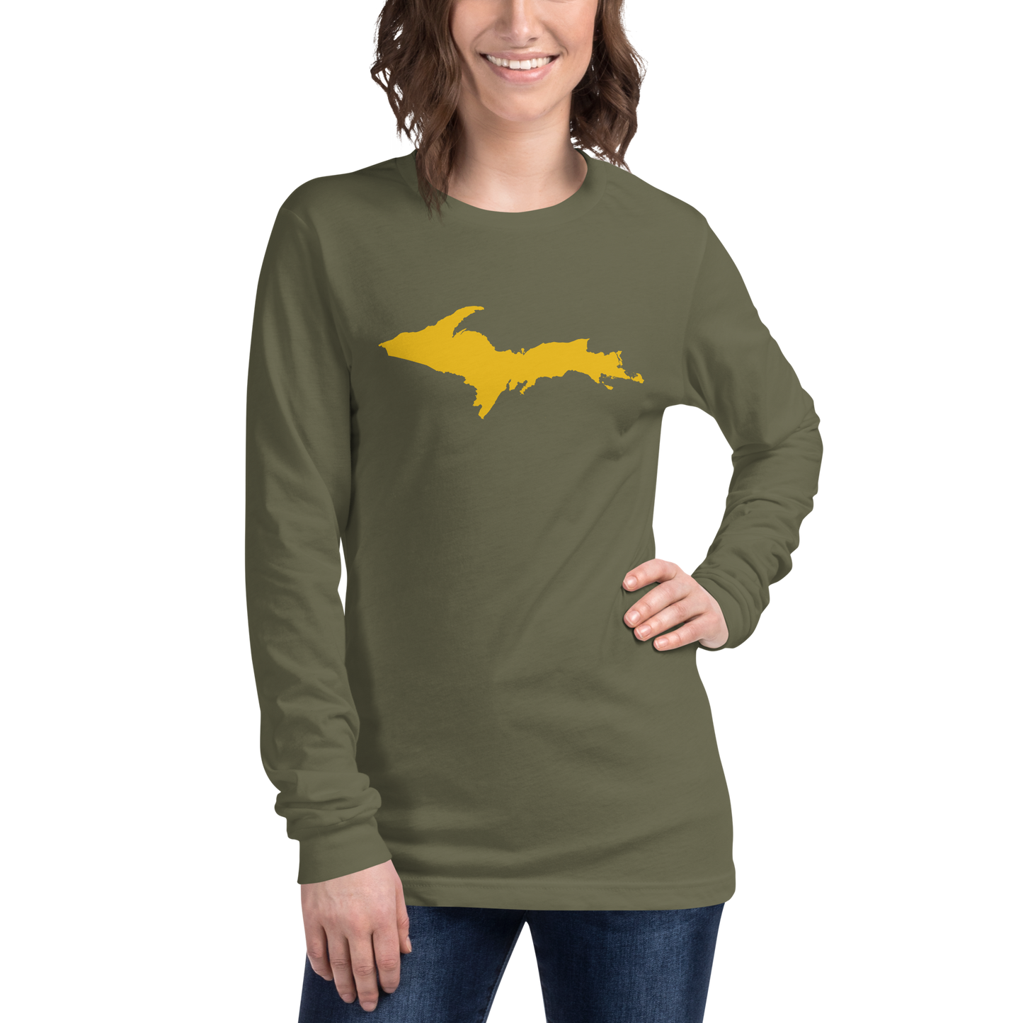 Michigan Upper Peninsula T-Shirt (w/ Gold UP Outline) | Unisex Long Sleeve