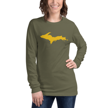 Michigan Upper Peninsula T-Shirt (w/ Gold UP Outline) | Unisex Long Sleeve