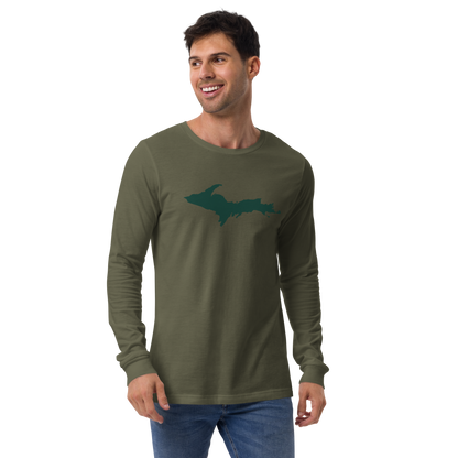 Michigan Upper Peninsula T-Shirt (w/ Green UP Outline) | Unisex Long Sleeve