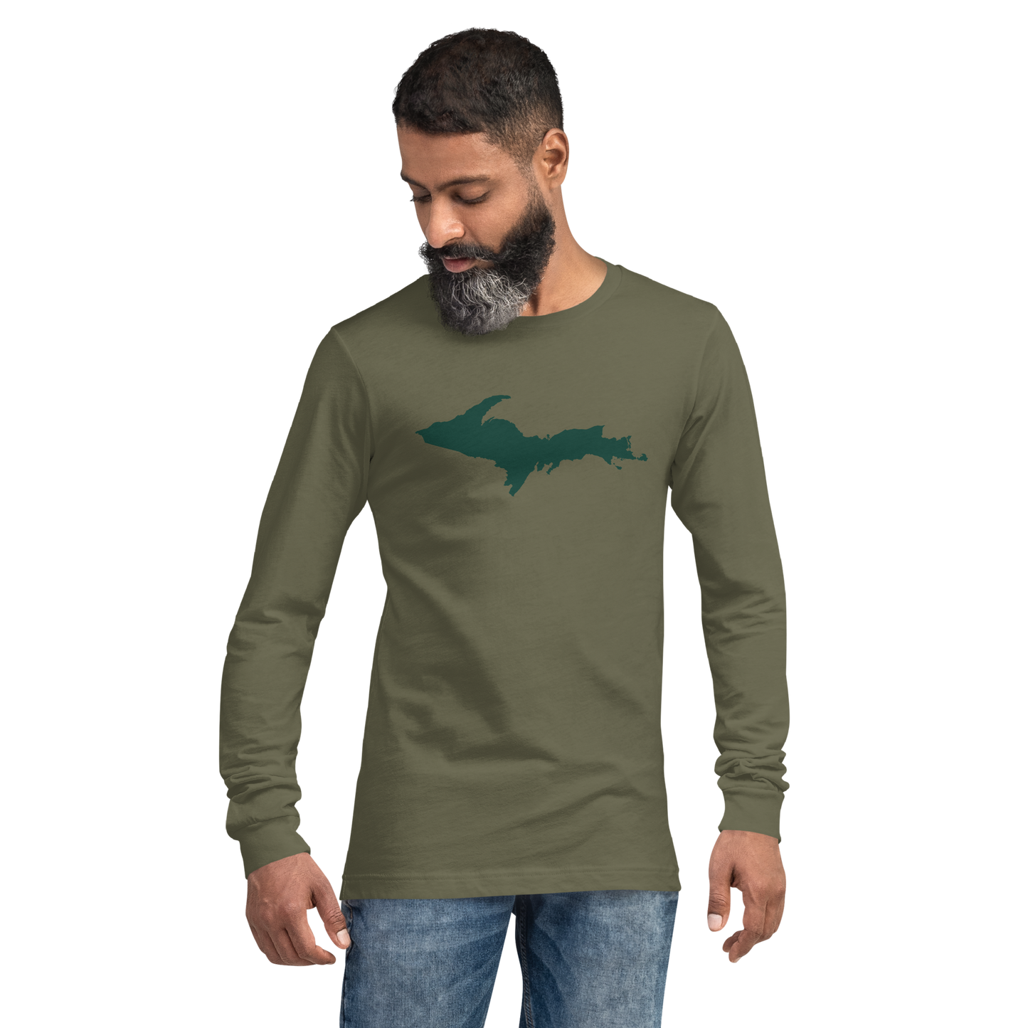 Michigan Upper Peninsula T-Shirt (w/ Green UP Outline) | Unisex Long Sleeve