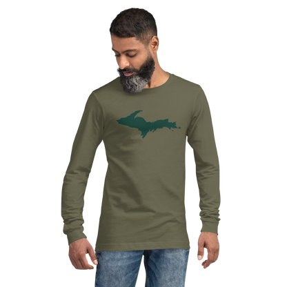 Michigan Upper Peninsula T-Shirt (w/ Green UP Outline) | Unisex Long Sleeve