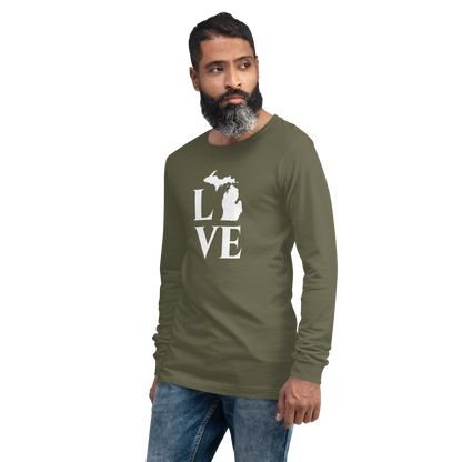 Michigan 'Love' T-Shirt (Roman Serif Font) | Unisex Long Sleeve