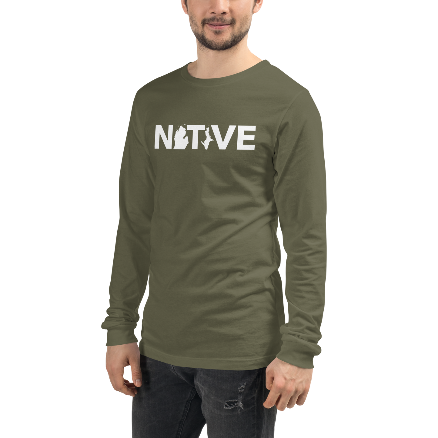 Michigan 'Native' T-Shirt (Geometric Sans Font) | Unisex Long Sleeve