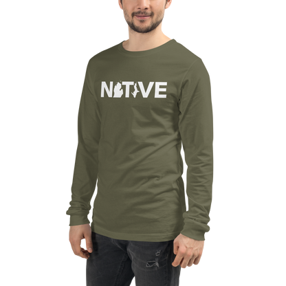 Michigan 'Native' T-Shirt (Geometric Sans Font) | Unisex Long Sleeve