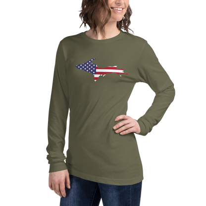 Michigan Upper Peninsula T-Shirt (w/ UP USA Flag Outline) | Unisex Long Sleeve