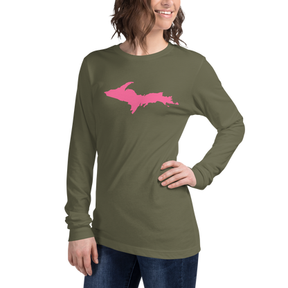 Michigan Upper Peninsula T-Shirt (w/ Pink UP Outline) | Unisex Long Sleeve