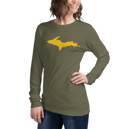 Michigan Upper Peninsula T-Shirt (w/ Gold UP Outline) | Unisex Long Sleeve