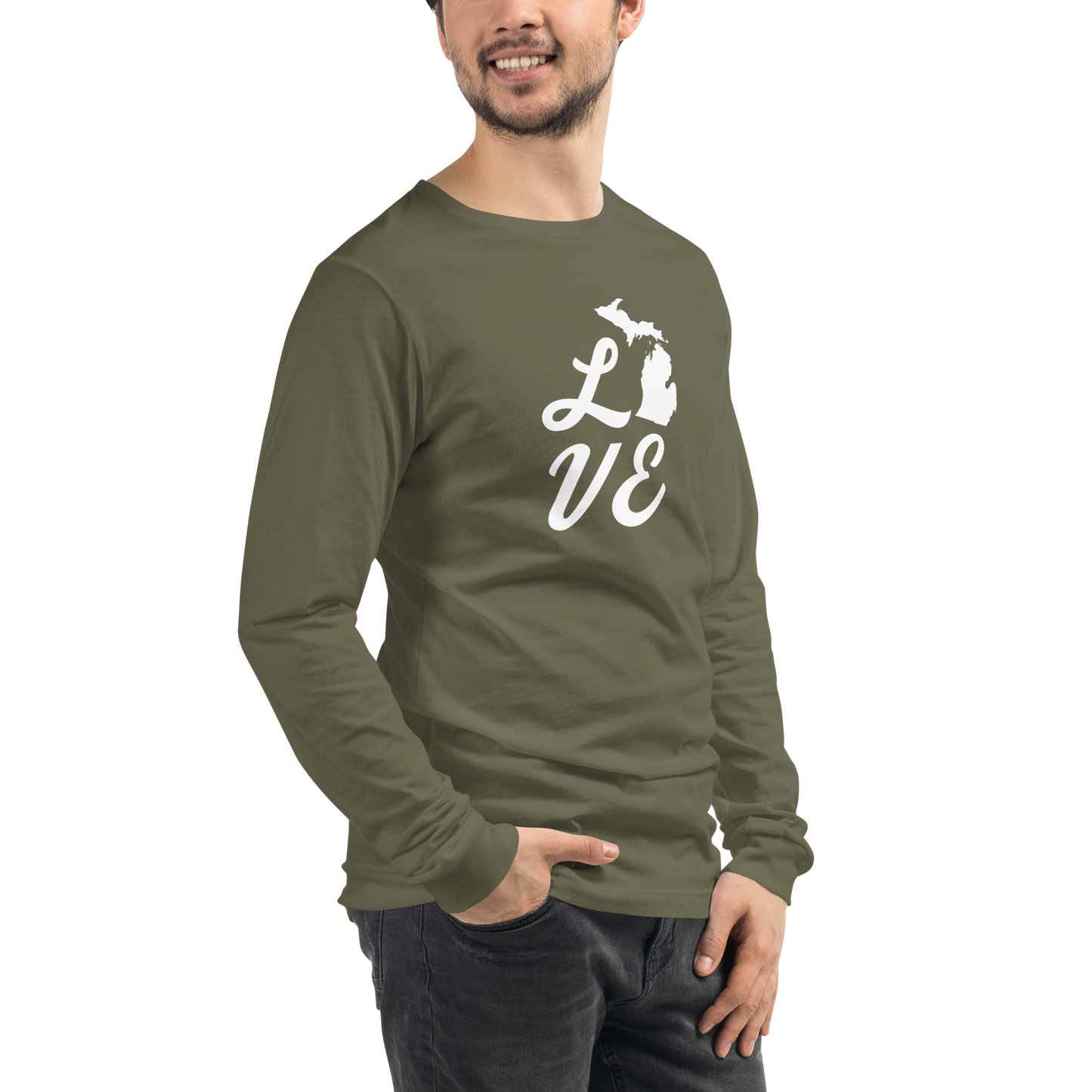 Michigan 'Love' T-Shirt (Retro Script Font) | Unisex Long Sleeve