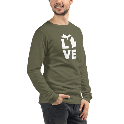 Michigan 'Love' T-Shirt (Geometric Sans Font) | Unisex Long Sleeve