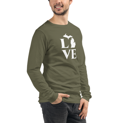 Michigan 'Love' T-Shirt (Roman Serif Font) | Unisex Long Sleeve