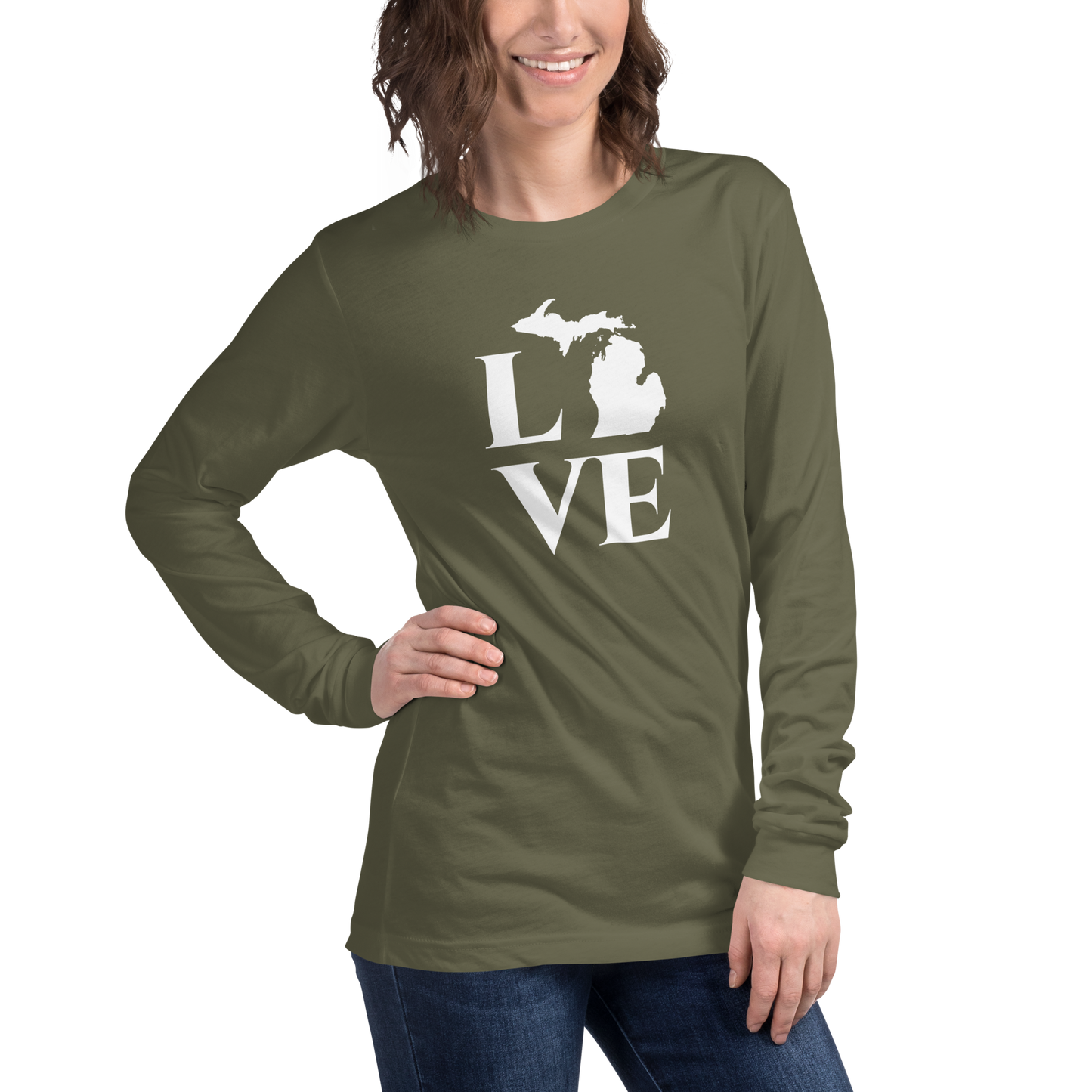 Michigan 'Love' T-Shirt (Roman Serif Font) | Unisex Long Sleeve