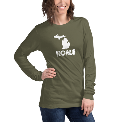 Michigan 'Home' T-Shirt (1970s Audiophile Font) | Unisex Long Sleeve