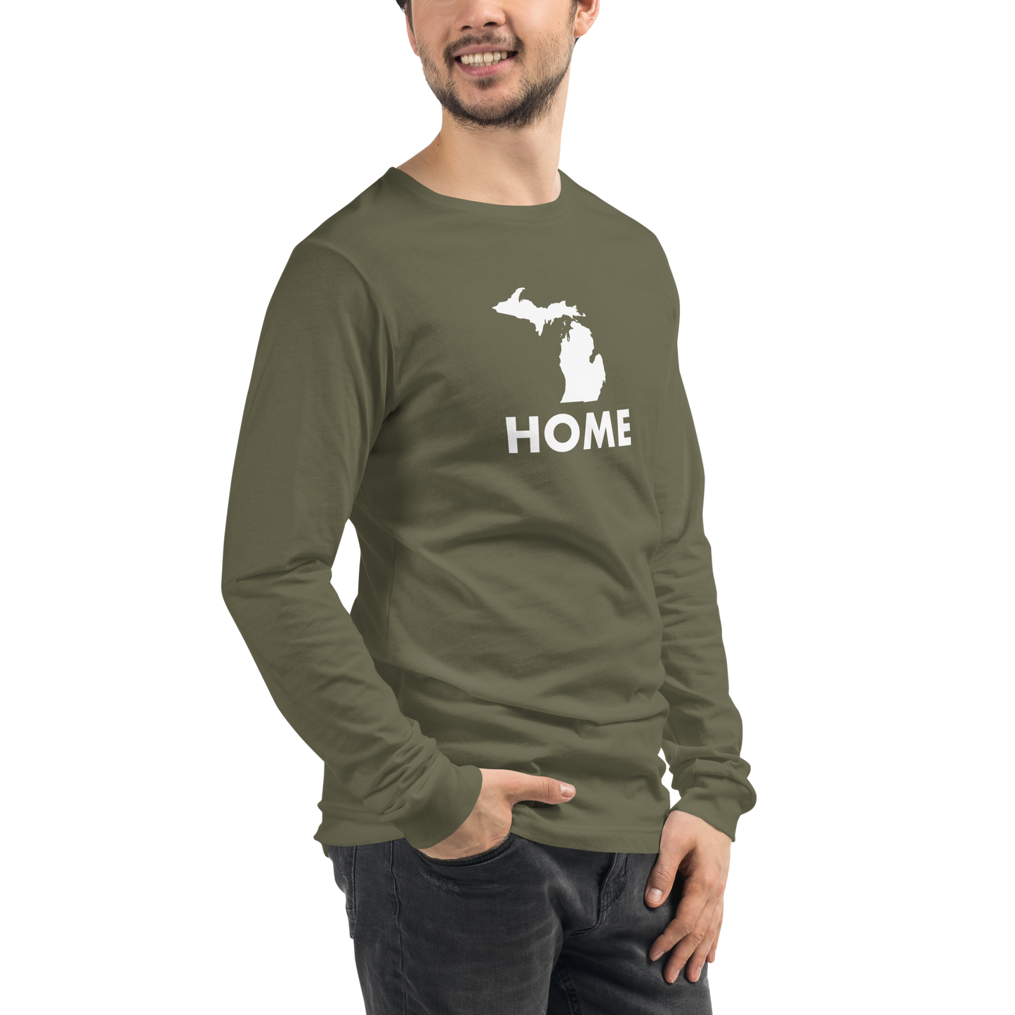 Michigan 'Home' T-Shirt (Geometric Sans Font) | Unisex Long Sleeve