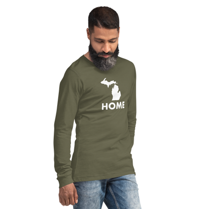 Michigan 'Home' T-Shirt (Geometric Sans Font) | Unisex Long Sleeve