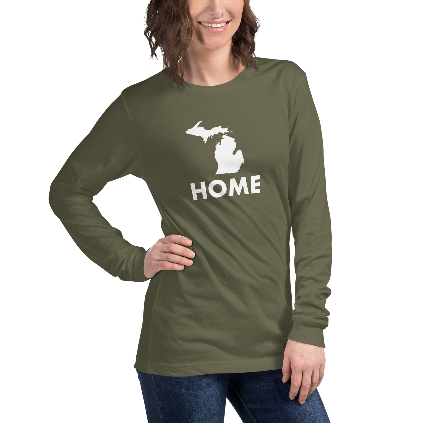 Michigan 'Home' T-Shirt (Geometric Sans Font) | Unisex Long Sleeve