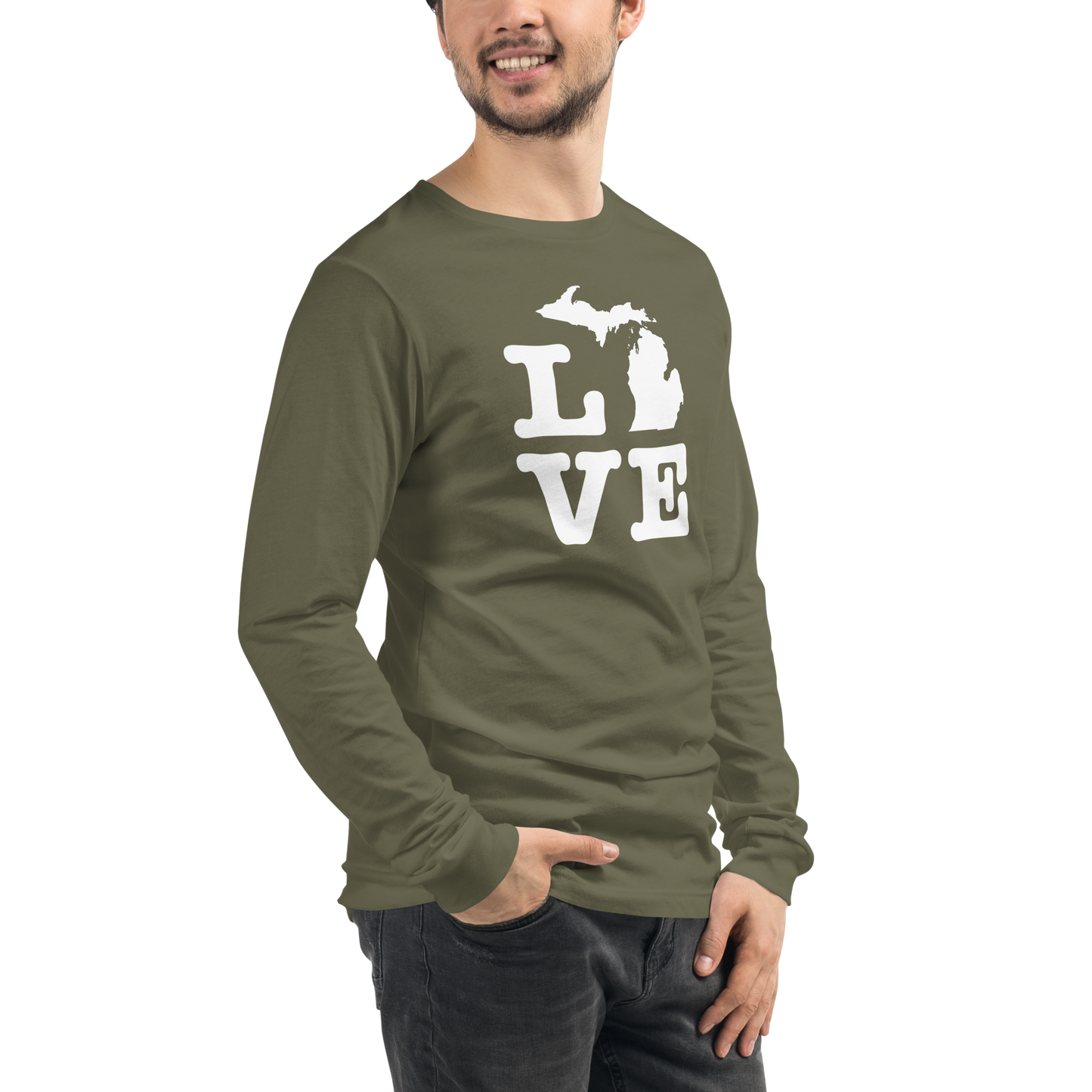 Michigan 'Love' T-Shirt (Typewriter Font) | Unisex Long Sleeve