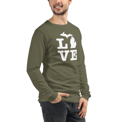 Michigan 'Love' T-Shirt (Typewriter Font) | Unisex Long Sleeve