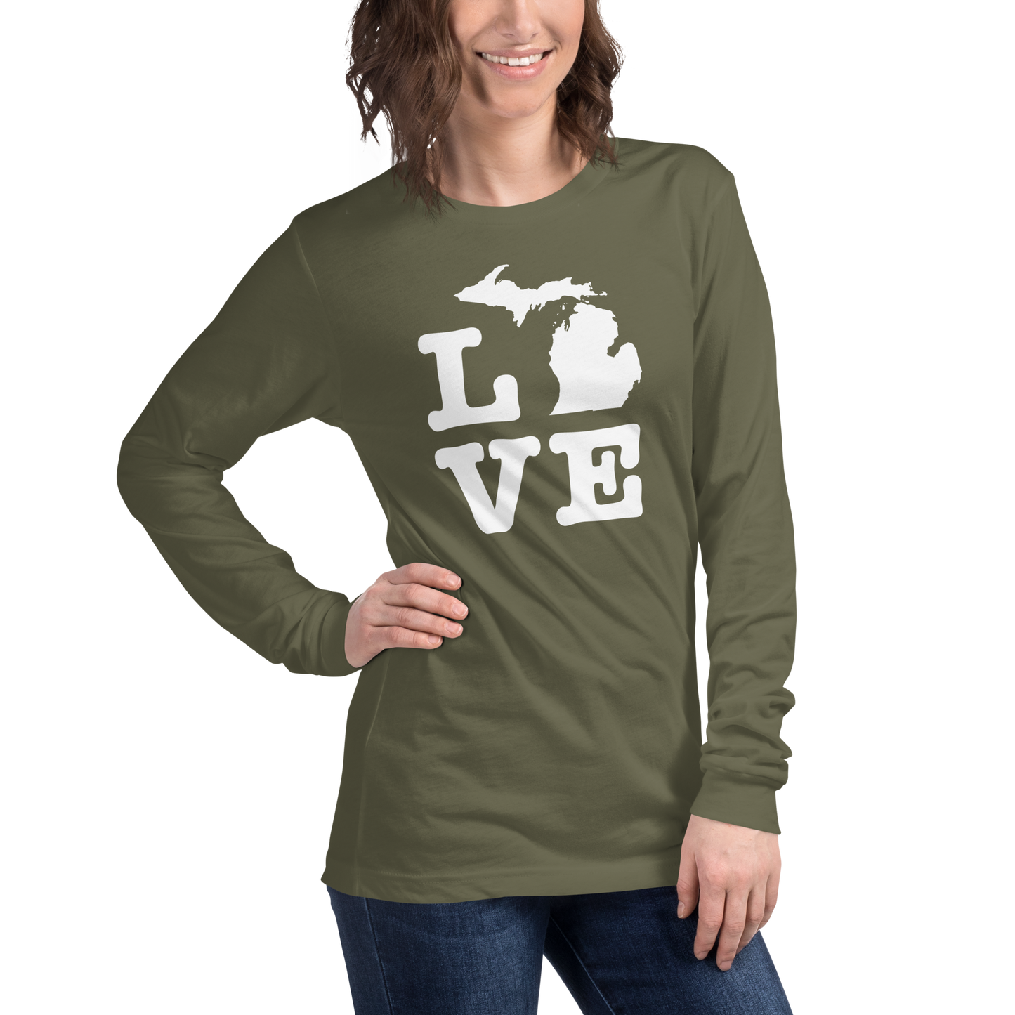 Michigan 'Love' T-Shirt (Typewriter Font) | Unisex Long Sleeve