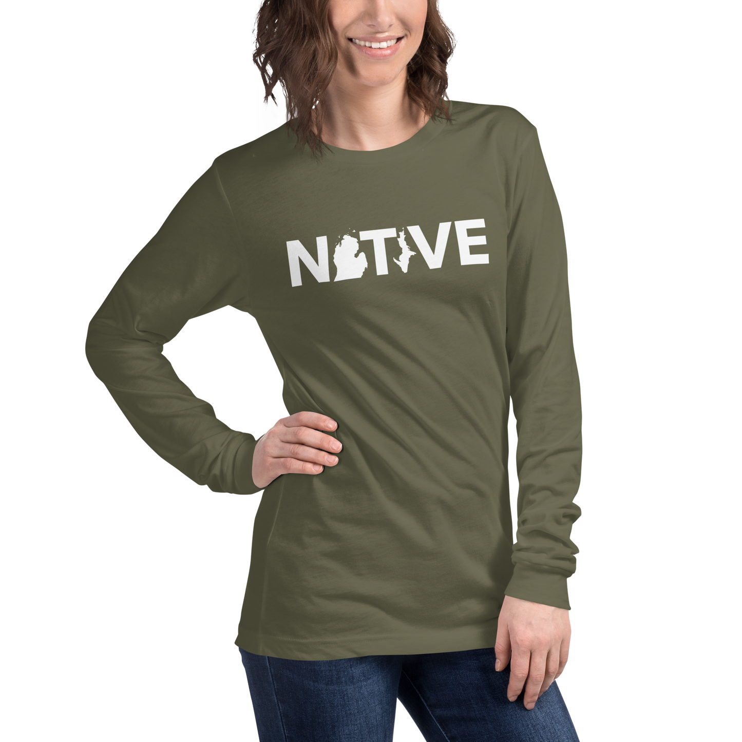 Michigan 'Native' T-Shirt (Geometric Sans Font) | Unisex Long Sleeve