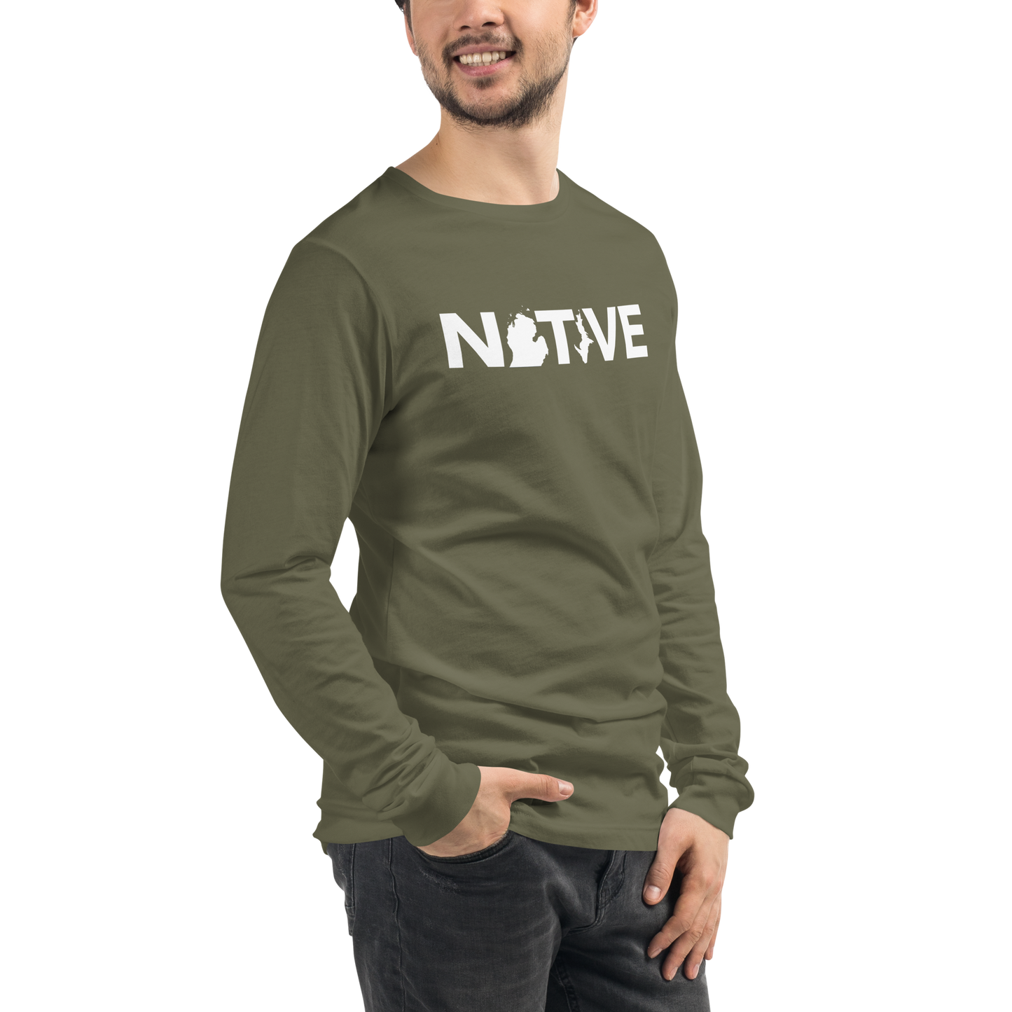 Michigan 'Native' T-Shirt (Geometric Sans Font) | Unisex Long Sleeve