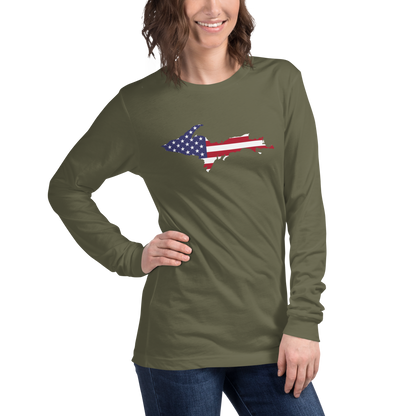 Michigan Upper Peninsula T-Shirt (w/ UP USA Flag Outline) | Unisex Long Sleeve