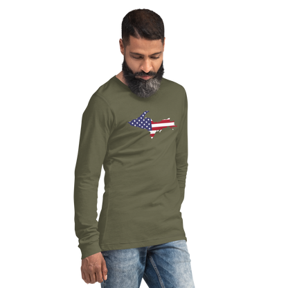 Michigan Upper Peninsula T-Shirt (w/ UP USA Flag Outline) | Unisex Long Sleeve