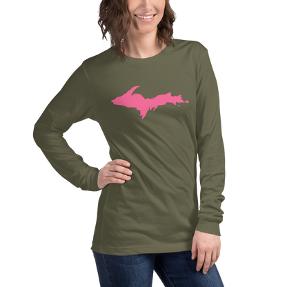 Michigan Upper Peninsula T-Shirt (w/ Pink UP Outline) | Unisex Long Sleeve