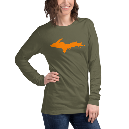 Michigan Upper Peninsula T-Shirt (w/ Orange UP Outline) | Unisex Long Sleeve