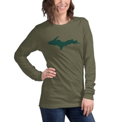 Michigan Upper Peninsula T-Shirt (w/ Green UP Outline) | Unisex Long Sleeve