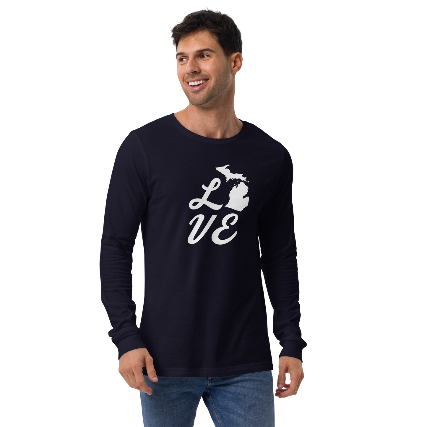 Michigan 'Love' T-Shirt (Retro Script Font) | Unisex Long Sleeve