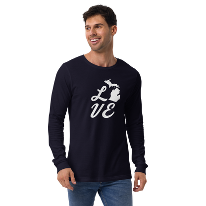 Michigan 'Love' T-Shirt (Retro Script Font) | Unisex Long Sleeve