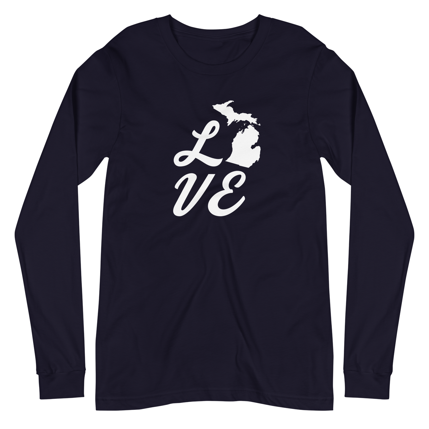 Michigan 'Love' T-Shirt (Retro Script Font) | Unisex Long Sleeve