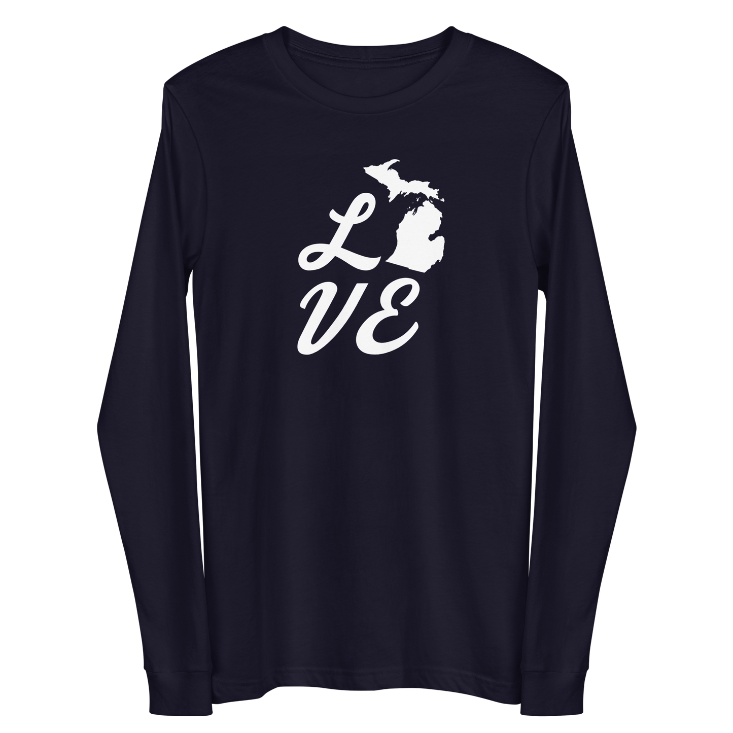 Michigan 'Love' T-Shirt (Retro Script Font) | Unisex Long Sleeve