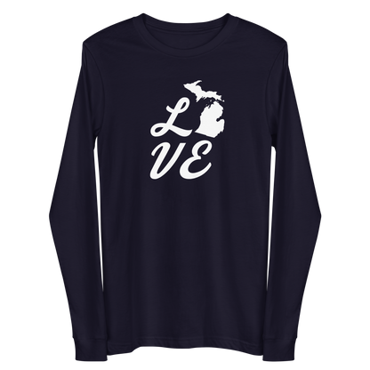 Michigan 'Love' T-Shirt (Retro Script Font) | Unisex Long Sleeve