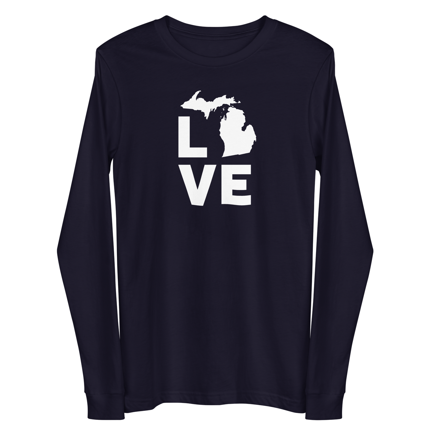 Michigan 'Love' T-Shirt (Geometric Sans Font) | Unisex Long Sleeve