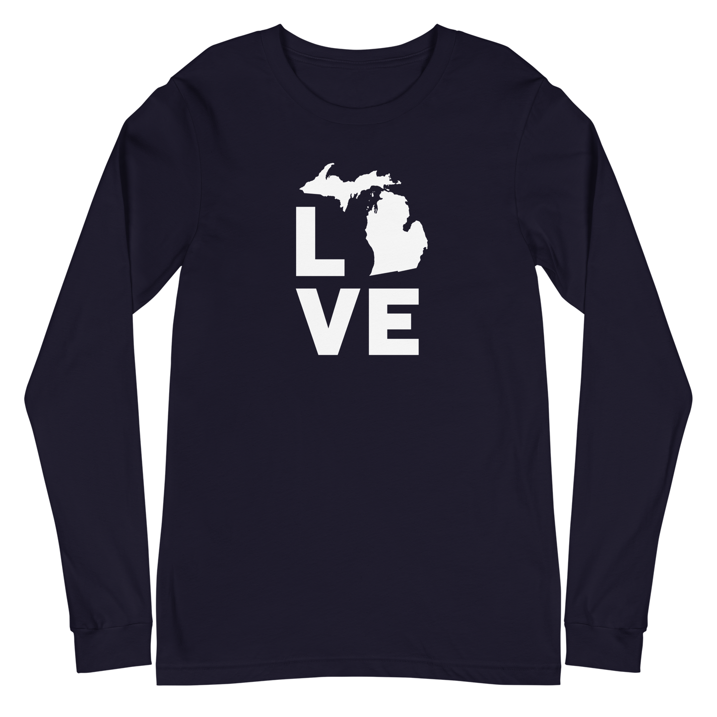 Michigan 'Love' T-Shirt (Geometric Sans Font) | Unisex Long Sleeve