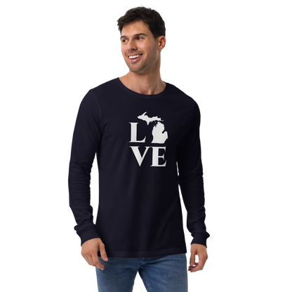 Michigan 'Love' T-Shirt (Roman Serif Font) | Unisex Long Sleeve