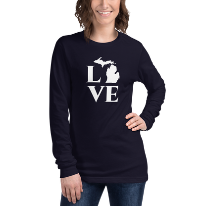 Michigan 'Love' T-Shirt (Roman Serif Font) | Unisex Long Sleeve