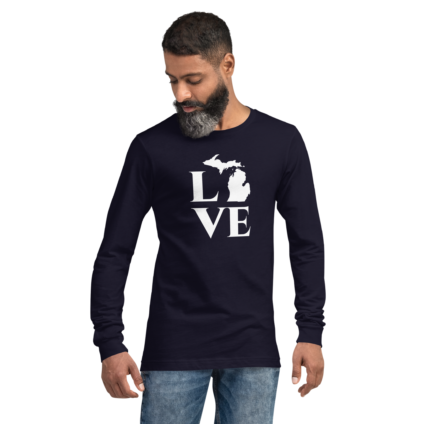 Michigan 'Love' T-Shirt (Roman Serif Font) | Unisex Long Sleeve