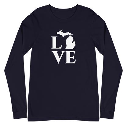 Michigan 'Love' T-Shirt (Roman Serif Font) | Unisex Long Sleeve