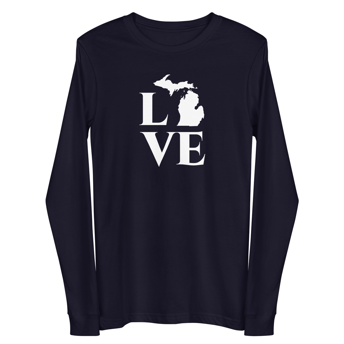 Michigan 'Love' T-Shirt (Roman Serif Font) | Unisex Long Sleeve