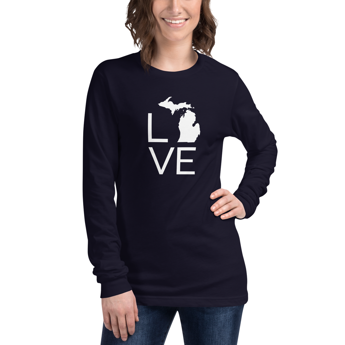 Michigan 'Love' T-Shirt (Thin Sans Font) | Unisex Long Sleeve