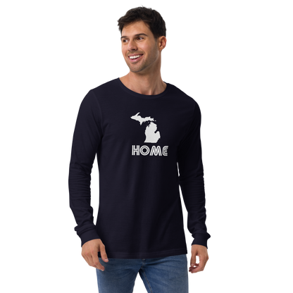 Michigan 'Home' T-Shirt (1970s Audiophile Font) | Unisex Long Sleeve