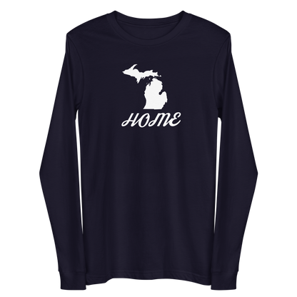 Michigan 'Home' T-Shirt (Retro Script Font) | Unisex Long Sleeve