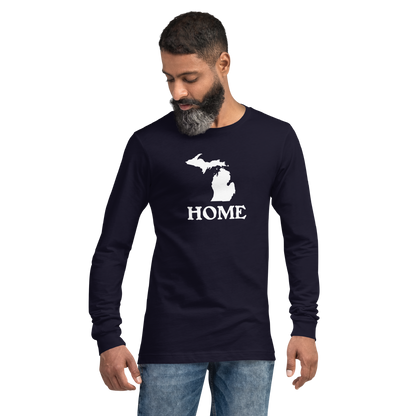 Michigan 'Home' T-Shirt (Woodcut Font) | Unisex Long Sleeve