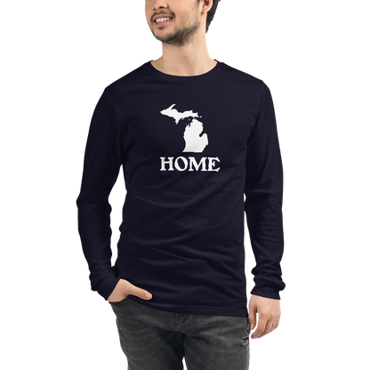 Michigan 'Home' T-Shirt (Woodcut Font) | Unisex Long Sleeve